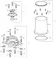 Schematische Darstellung eines Armaturensets mit verschiedenen Bauteilen und Schrauben. Enthält Teile zur Montage, die von der Marke HANSA stammen.